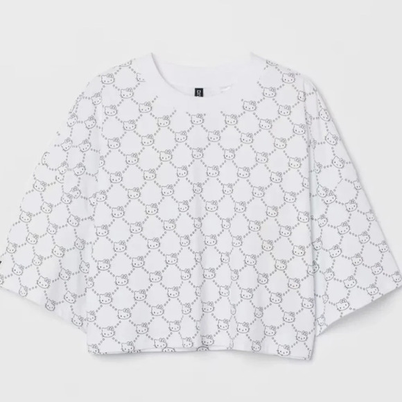H&M Divided Sanrio  Hello Kitty Cropped T-Shirt - Picture 1 of 5